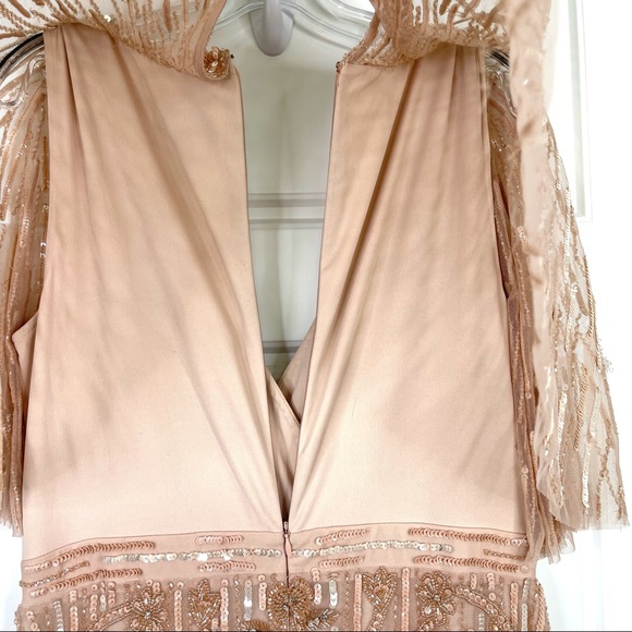 MAC DUGGAL Wrap Front Beaded Cape Gown NEW Blush Pink Size 10 Dress - Picture 11 of 15